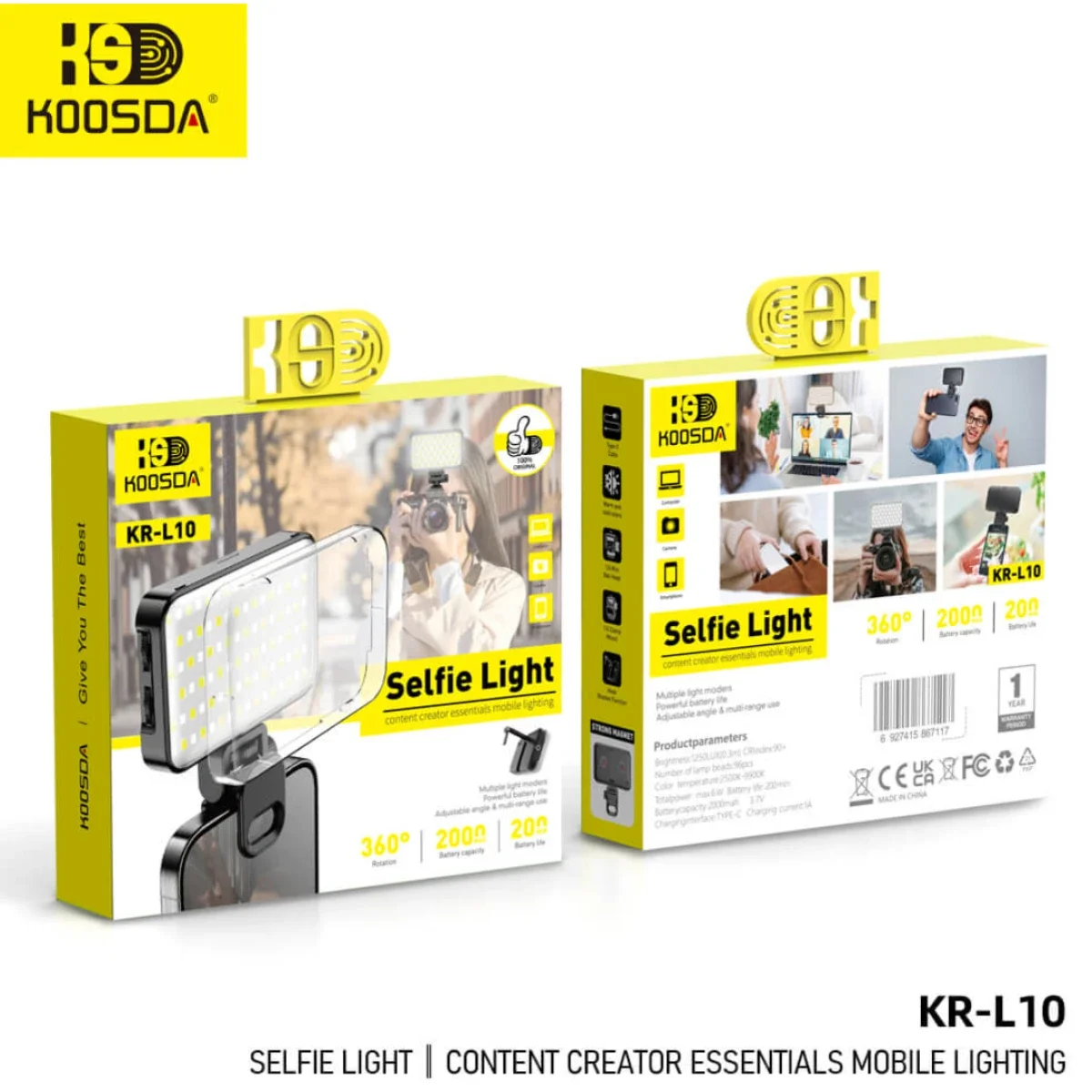 KOOSDA KR-L10 Portable USB Rechargeable Selfie Fill Light with 2000mAh Battery - Image 4