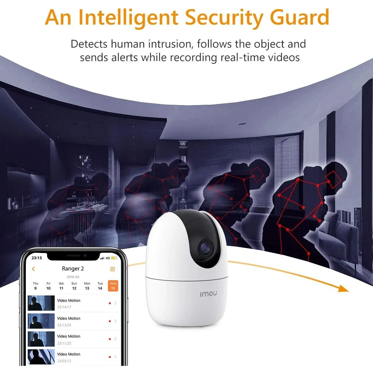 كاميرا مراقبة داخلية IMOU Ranger 2 بدقة 5MP و3K مع عرض 360° وWi‑Fi ومحادثة ثنائية الاتجاه واكتشاف الأشخاص - Thumbnail 2