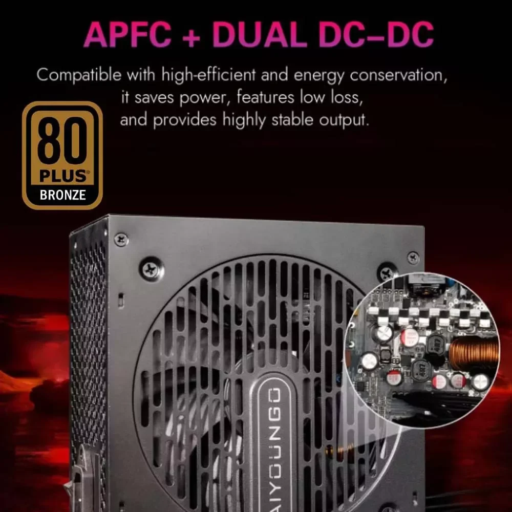 كيس كمبيوتر Aigo C218M ميد تاور Micro-ATX مع 3 مراوح وباور سبلاي AE650 بقدرة 650W بشهادة 80+ Bronze - أبيض - Image 2