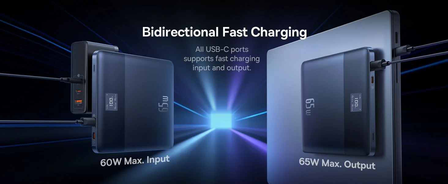 باور بانك Baseus Blade2 بسعة 12000mAh وشحن سريع 65W فائق النحافة مع شاشة رقمية - فضي - Thumbnail 12