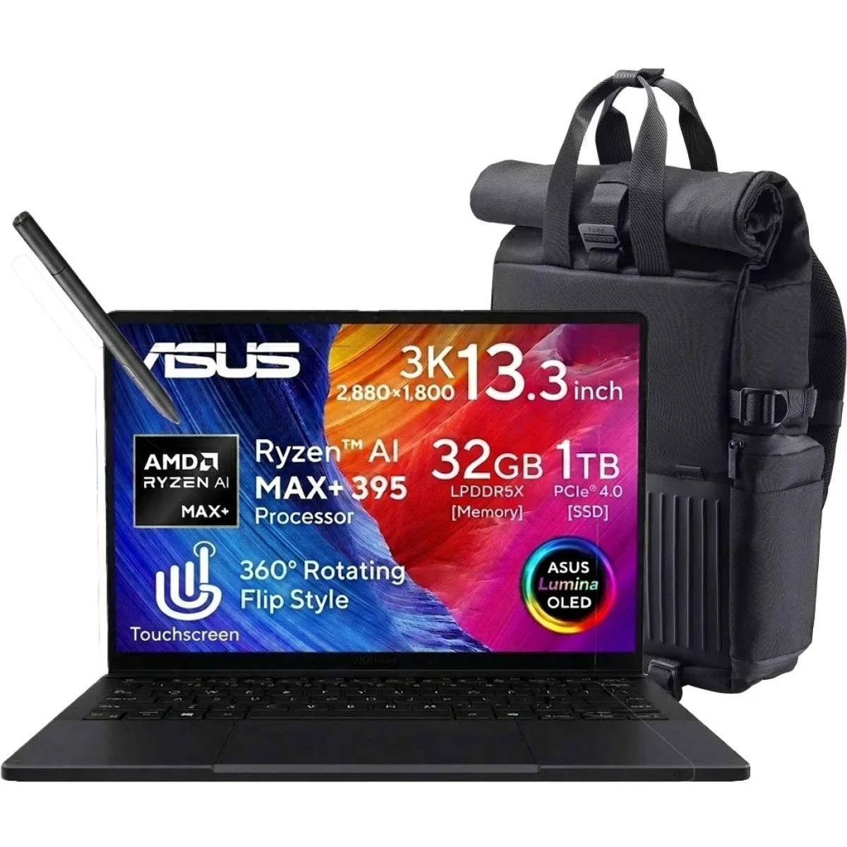 لابتوب Asus ProArt PX13 قابل للتحويل بشاشة OLED لمس 13.3 إنش 3K، Ryzen AI MAX+ 395، رام 32GB، SSD 1TB