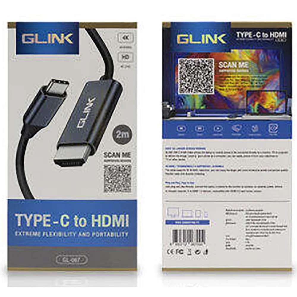كيبل GLINK GL-067 من USB Type-C إلى HDMI بطول 2 متر ذكر إلى ذكر - Image 4