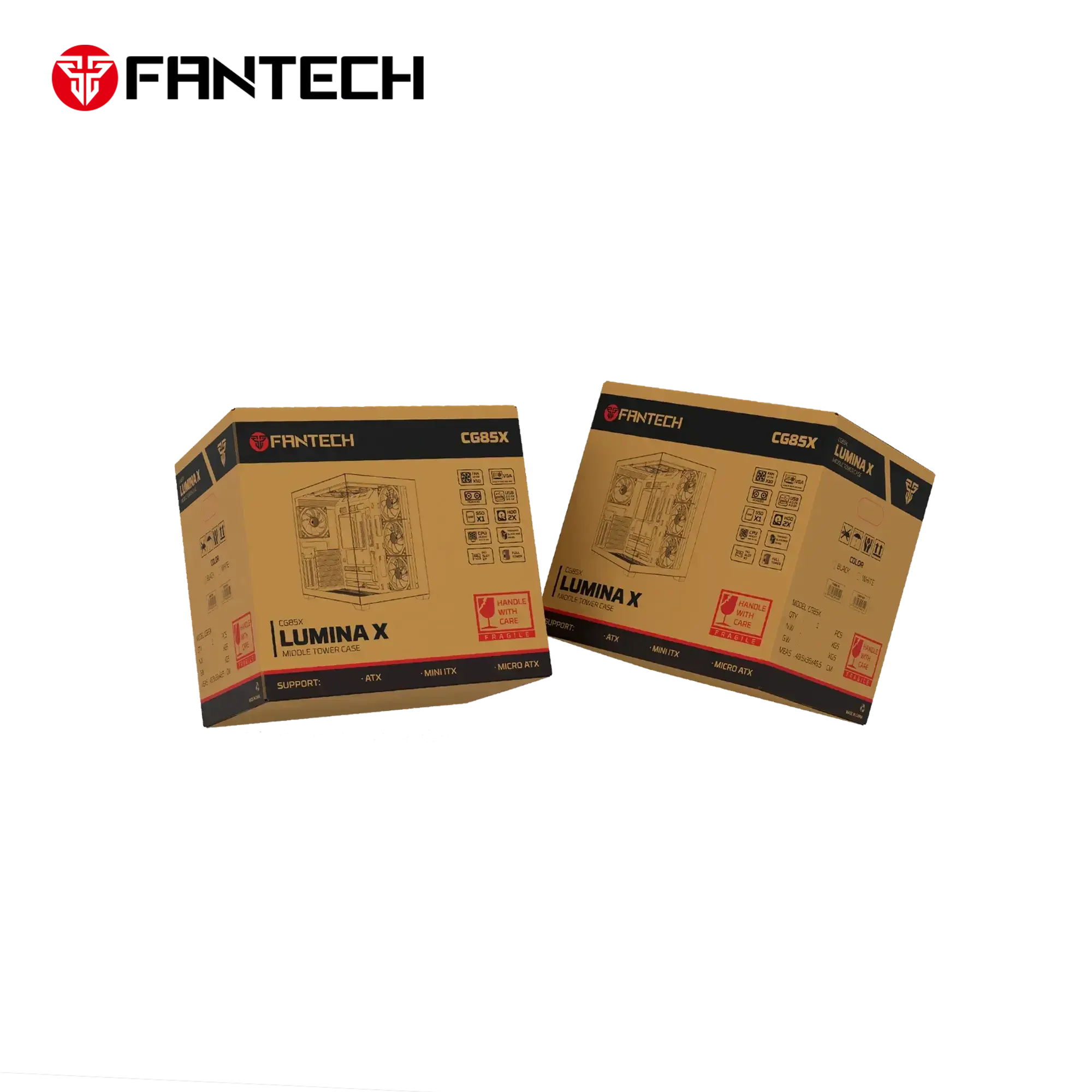 كيس ألعاب Fantech CG85X Lumina X ميد تاور أسود مع 6 مراوح ARGB - Image 6