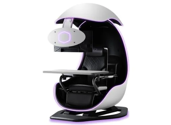 Cooler Master ORB X Immersive ARGB Cockpit Station for 3 x 27-Inch Monitors Black/White - Thumbnail 5