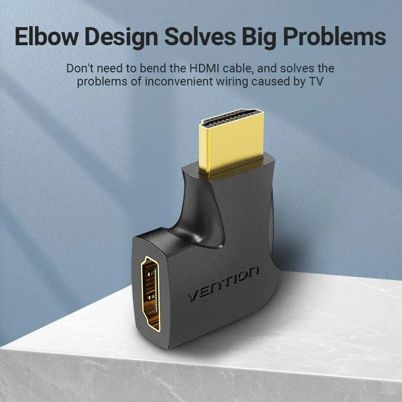 محول Vention AIPB0 HDMI ذكر إلى أنثى عمودي مسطح بزاوية 90° - Image 3