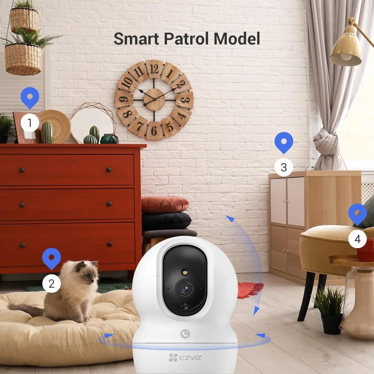 كاميرا مراقبة داخلية Ezviz CP1 Pro 4K مع دوران وإمالة 360° وWi‑Fi 6 ثنائي النطاق وتتبع تلقائي وصوت ثنائي الاتجاه - Thumbnail 7