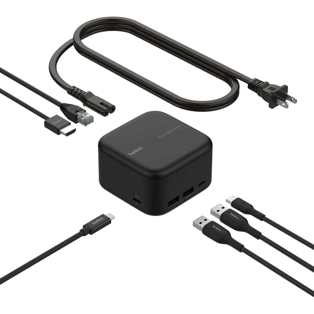 Belkin Connect USB-C 6-in-1 Core GaN Dock 130W with 96W PD, HDMI 4K, USB-A, USB-C & Gigabit Ethernet