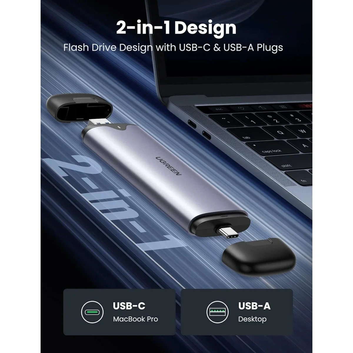 Ugreen M.2 NVMe SSD Enclosure with USB-C and USB-A, 10Gbps - Thumbnail 6