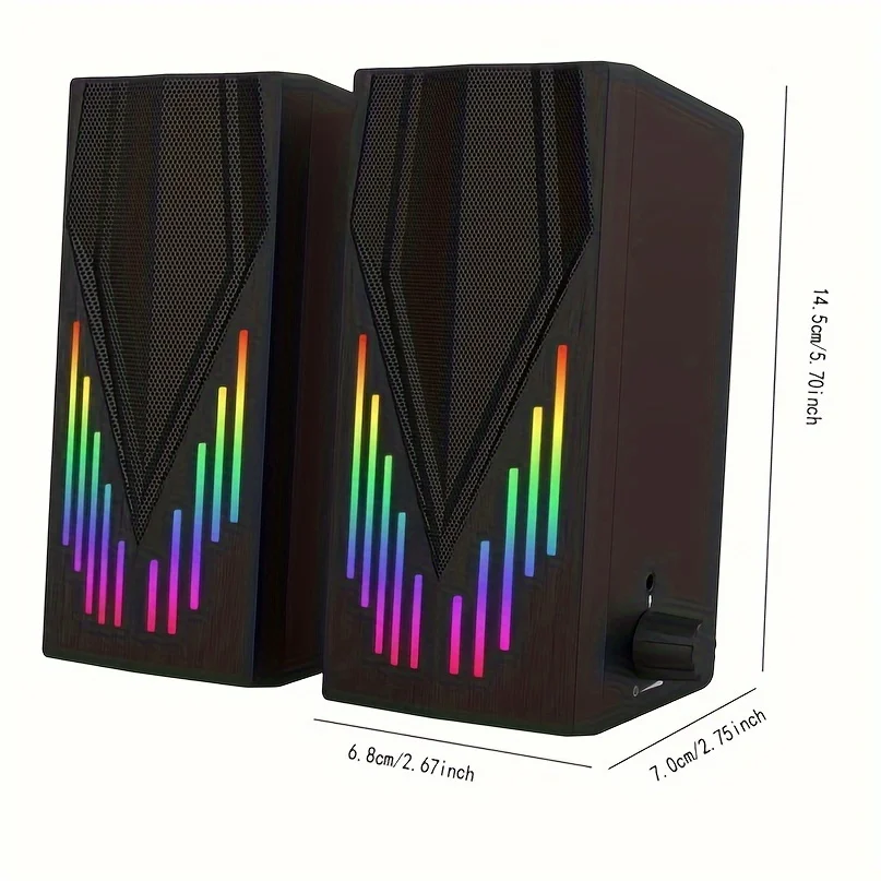 E-1065 RGB Desktop Stereo Speakers with USB Power and 3.5mm AUX Audio - Image 13