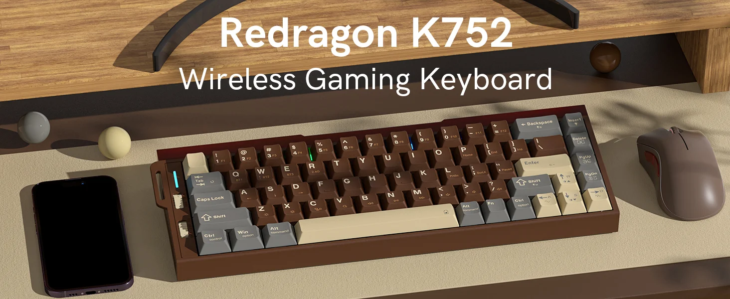 Redragon K752 60% Tri-Mode Wireless Mechanical Gaming Keyboard with RGB - Thumbnail 10