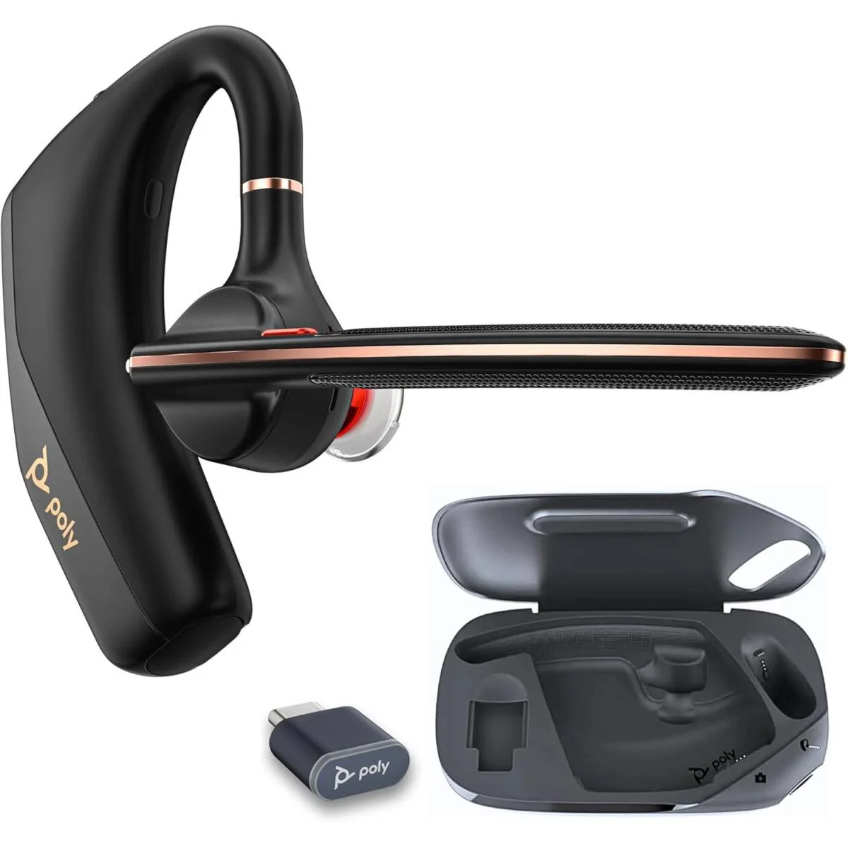 سماعة رأس Poly Voyager Legend 50 UC بلوتوث مع علبة شحن، 4 ميكروفونات، بطارية 10 ساعات ومدى 98 قدم