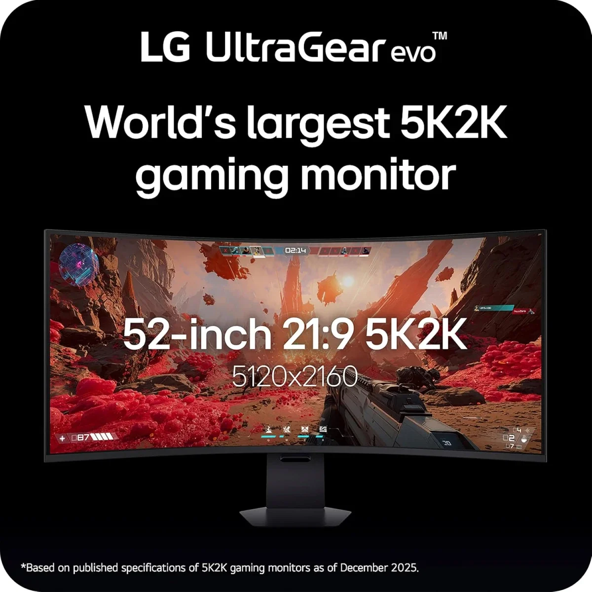شاشة ألعاب LG 52G930B-B UltraGear evo G9 مقاس 52 إنش 5K بتردد 240 هرتز واستجابة 1 مللي ثانية، منحنية 1000R، FreeSync Premium، DisplayHDR 600، DP 2.1، HDMI 2.1، USB-C بقدرة 90 واط PD، حامل قابل للتعديل - Thumbnail 2