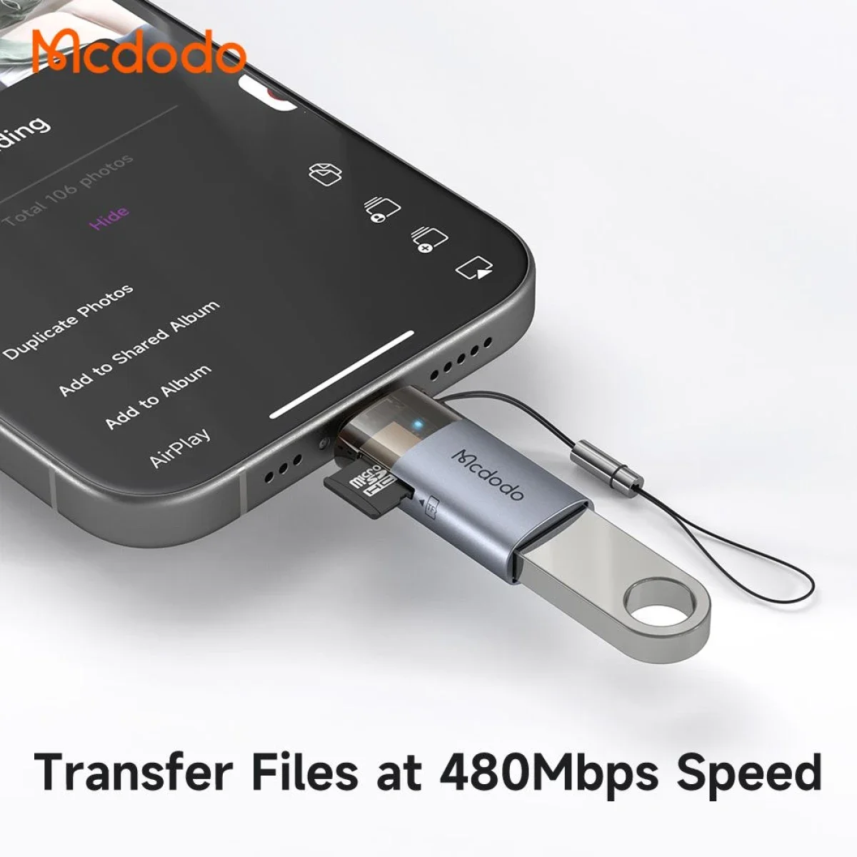 محول Mcdodo OT-7850 USB إلى Lightning OTG مع قارئ بطاقات microSD - Thumbnail 6
