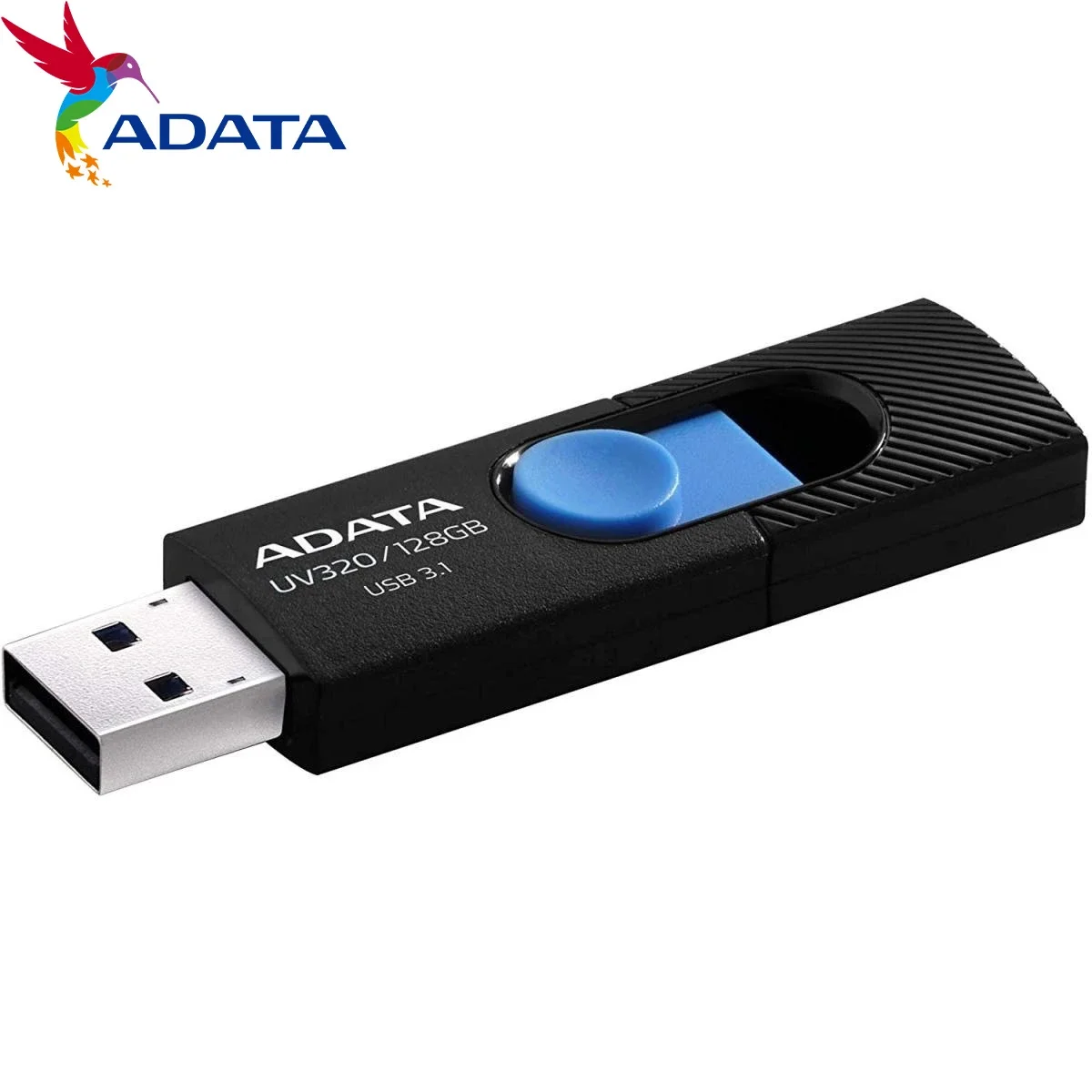 فلاش USB ADATA UV320 بسعة 128GB وواجهة USB 3.2 أسود + أزرق AUV320-128G-RBKBL