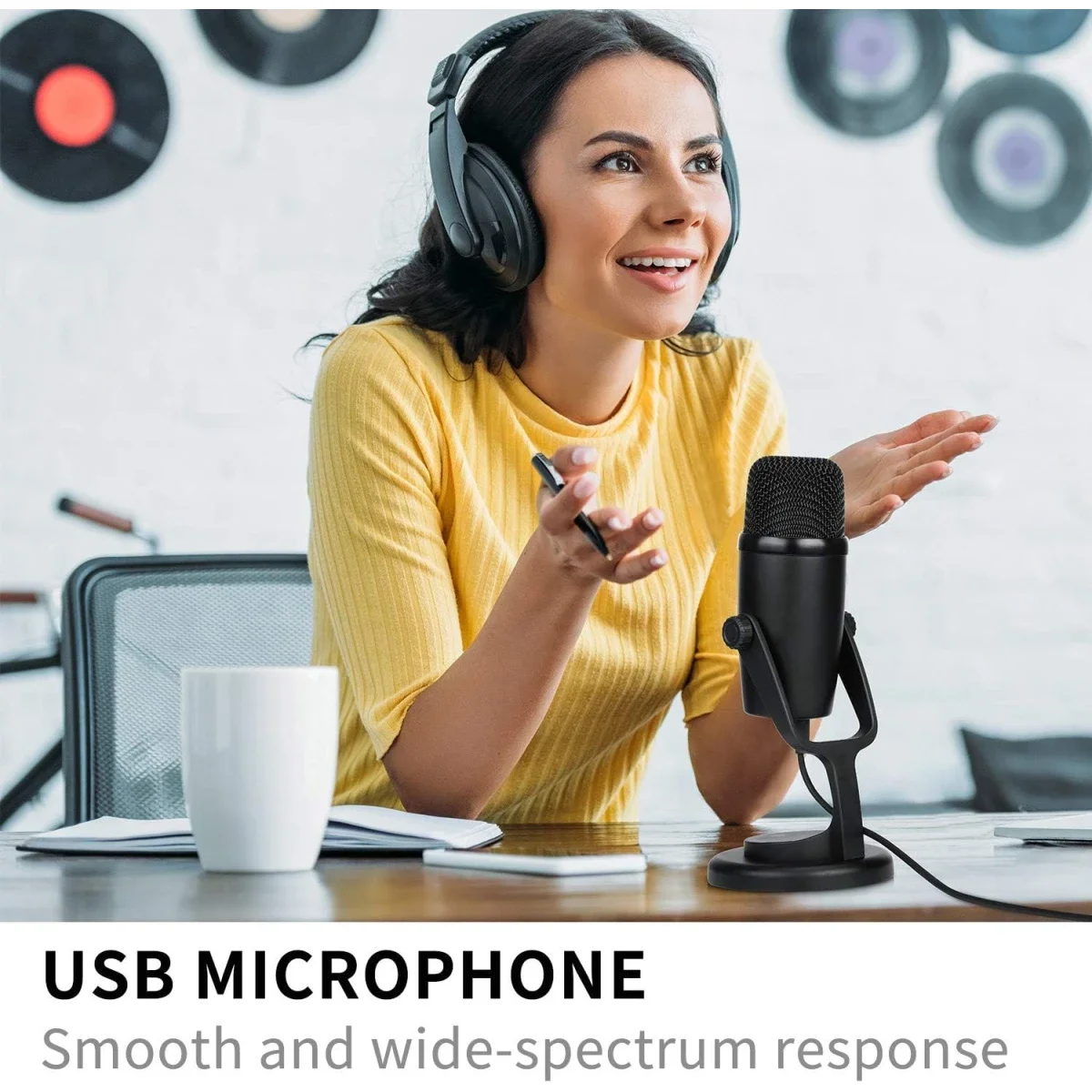 ميكروفون مكثف USB Boya BY-PM500 مع حامل طاولة، أسود - Image 3