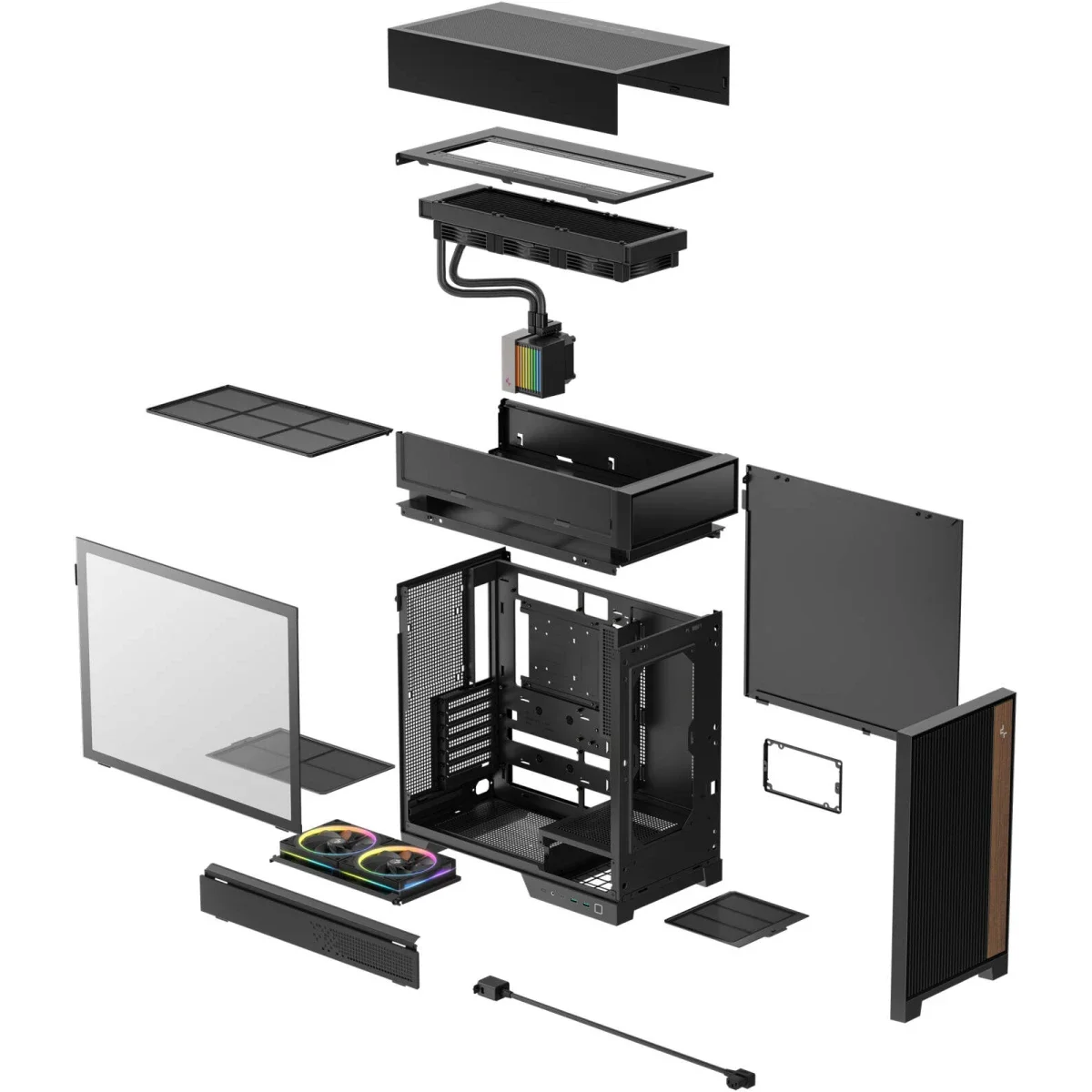 DeepCool CL6600 Mid-Tower Computer Case with Pre-Installed 360mm ARGB Liquid Cooler & 2x FL12R SE ARGB Fans - Black - Thumbnail 8
