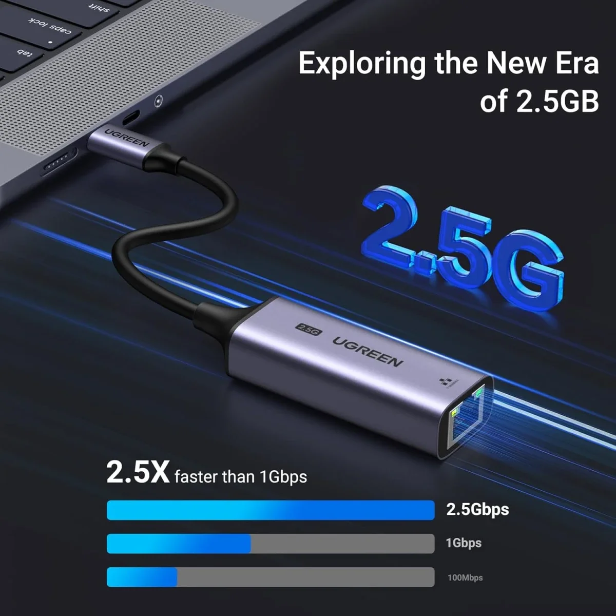 Ugreen 25052 USB-C to 2.5G Ethernet Adapter with RJ45 Aluminum Housing - Thumbnail 3
