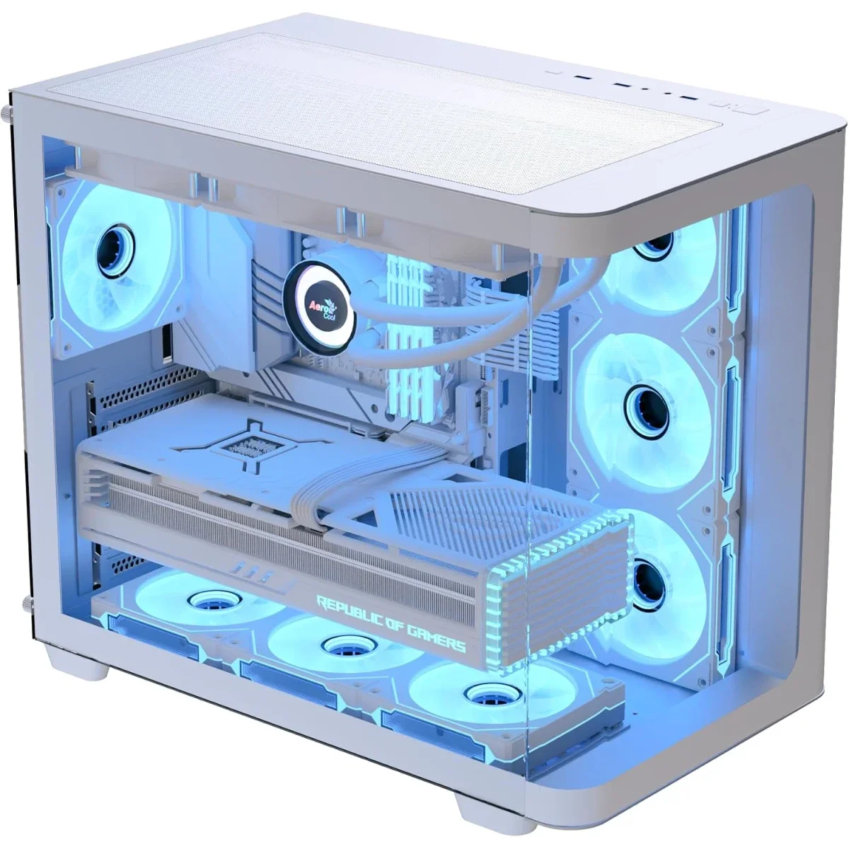 AeroCool P500C ATX Mid-Tower Gaming PC Case with 4 ARGB Fans, White