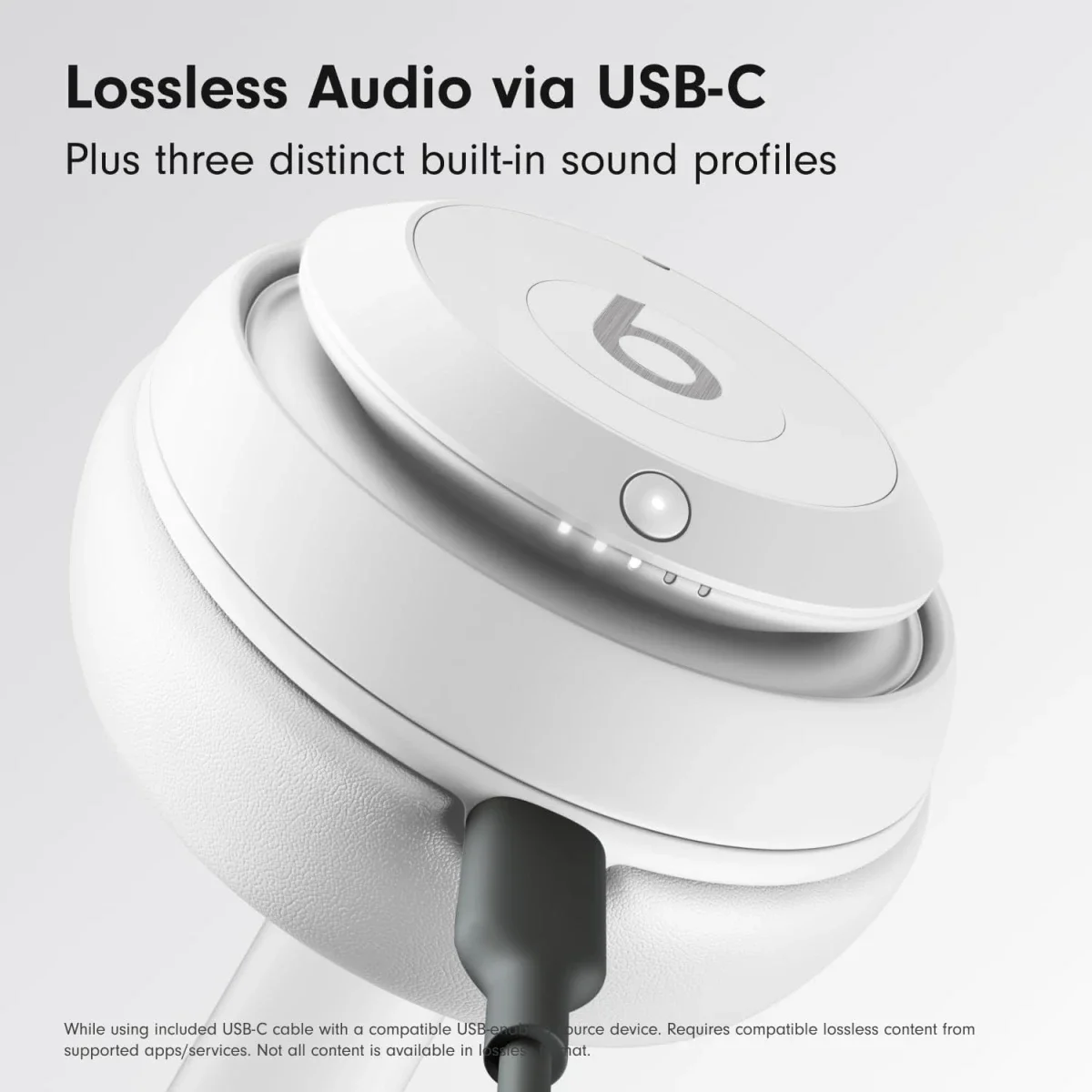 سماعات رأس فوق الأذن Beats Studio Pro لاسلكية مع إلغاء الضوضاء النشط وصوت USB-C بدون فقدان، أبيض - Thumbnail 3