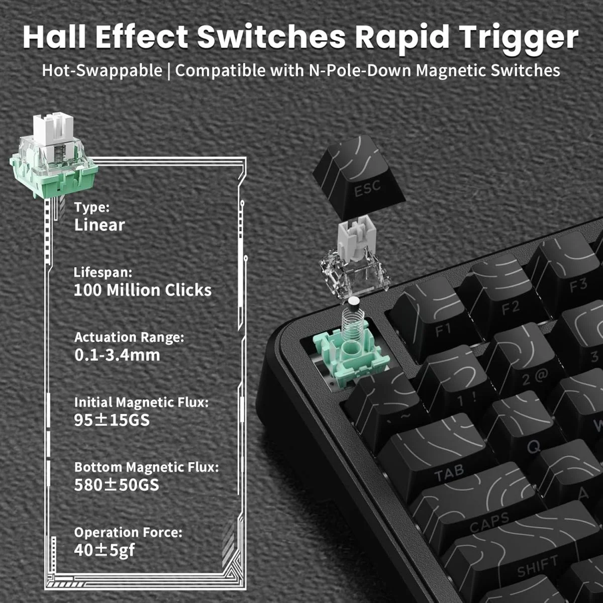 لوحة مفاتيح ألعاب ATTACK SHARK X82 PRO HE مغناطيسية بمعدل استقصاء 8KHz - Image 4