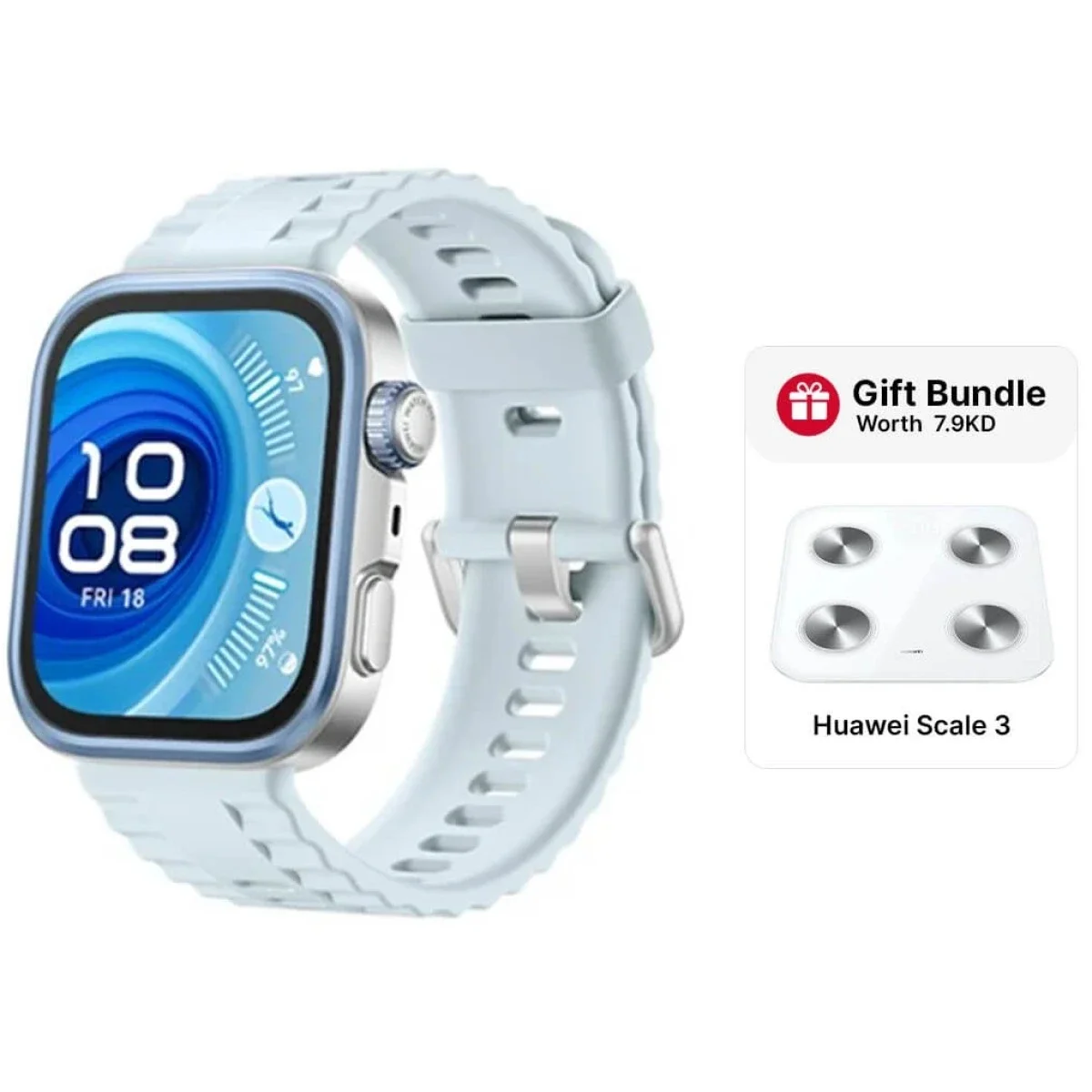 ساعة ذكية HUAWEI WATCH FIT 4 Pro بشاشة AMOLED مقاس 1.82 إنش وGPS وتخطيط القلب باللون الأزرق