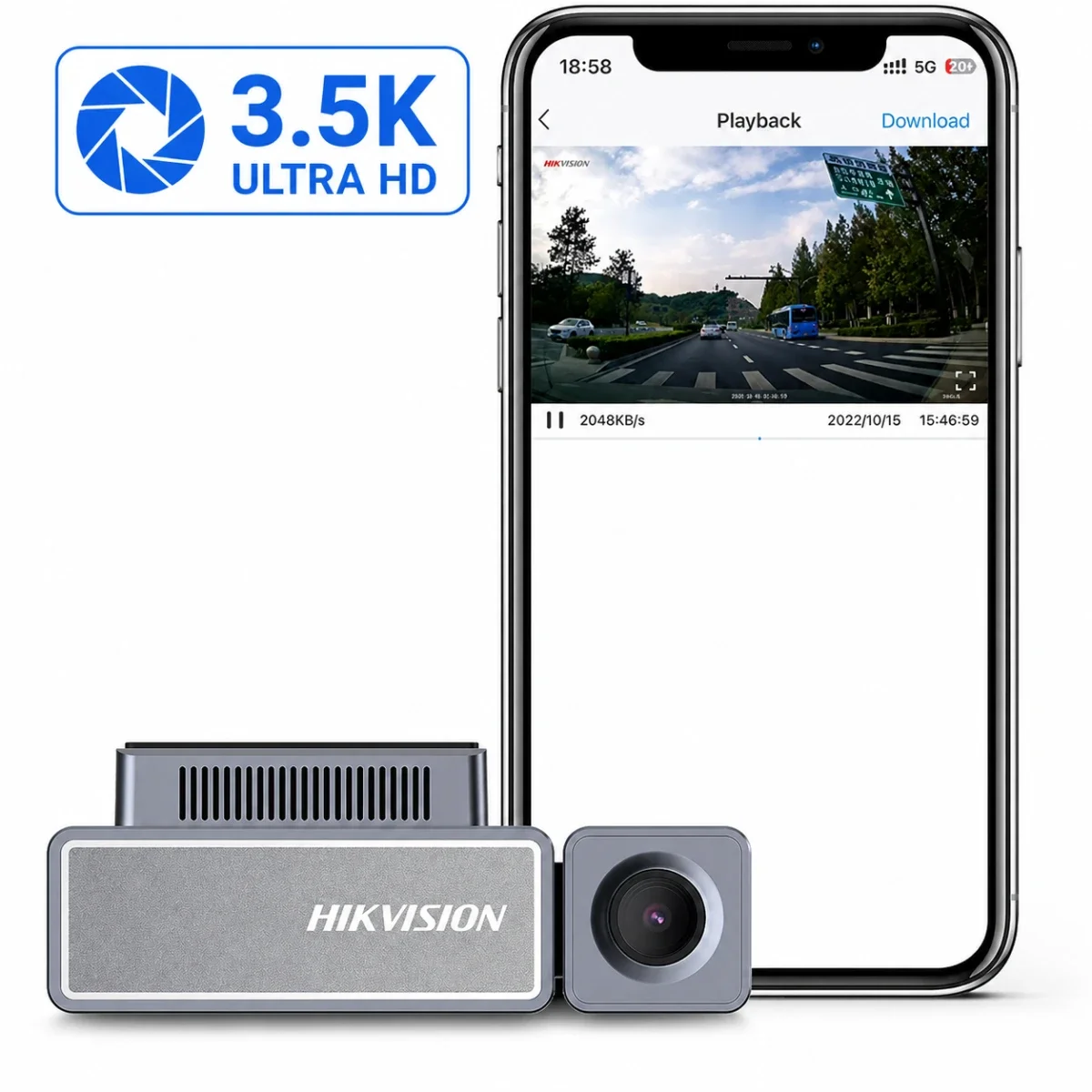 HIKVISION AE-DC8222-C8 PRO 3.5K Dual-Channel Dash Camera with GPS, Wi-Fi & ADAS