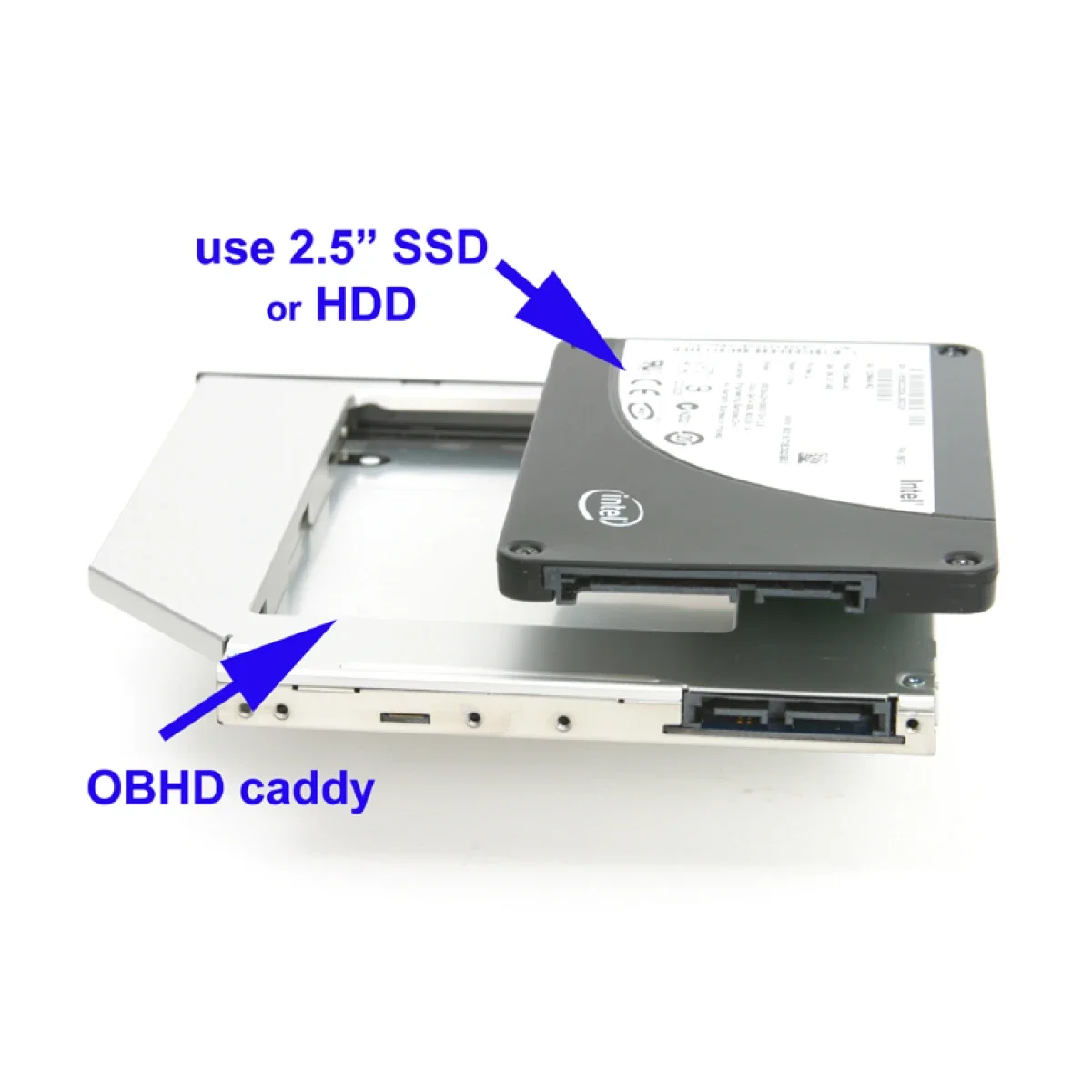 حافظة HDD Universal N44 مقاس 9.0 مم للابتوب 2.5 إنش SATA SSD/HDD باللون الفضي - Image 2