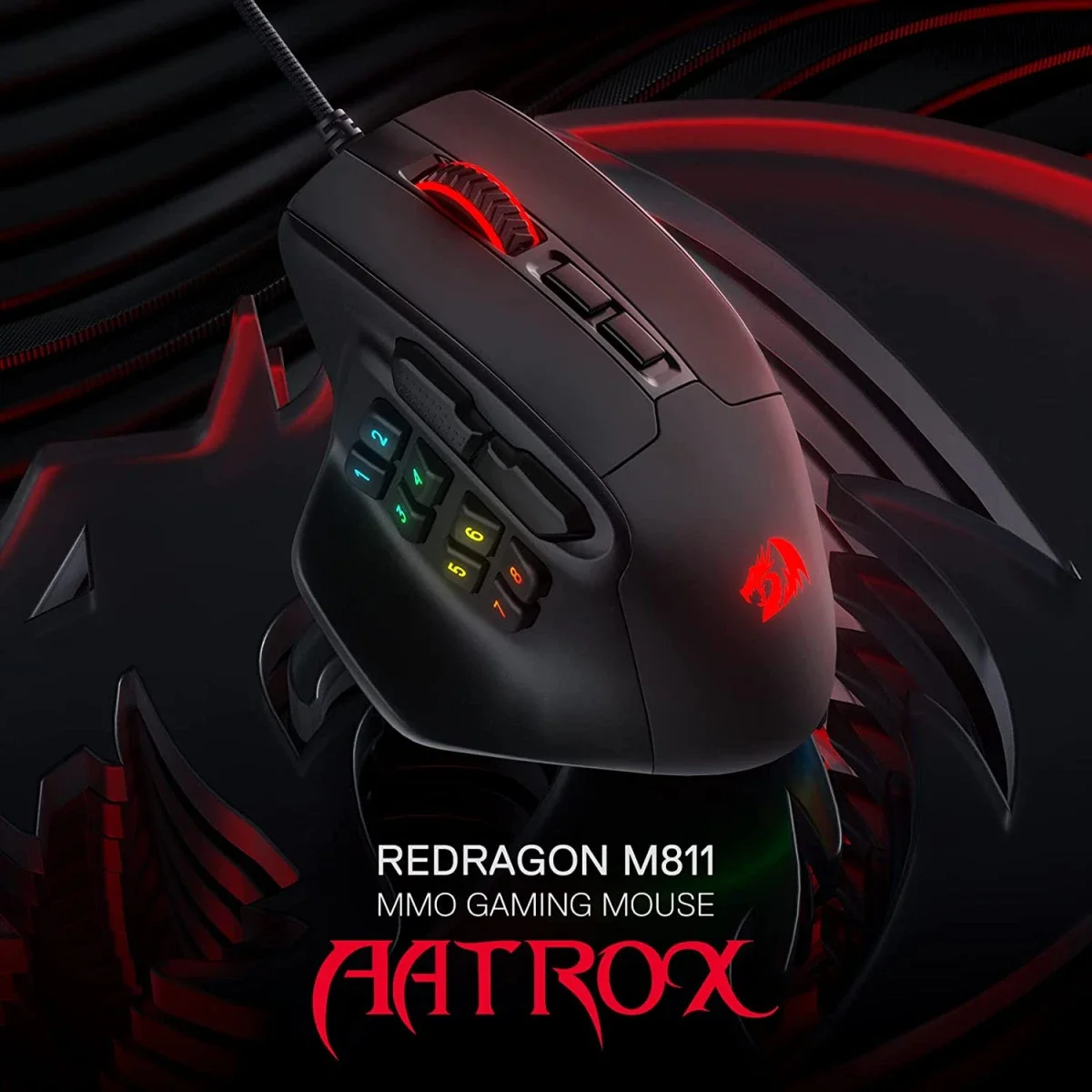 Redragon M811 Aatrox MMO Gaming Mouse, Wired RGB, 15 Programmable Buttons - Thumbnail 3