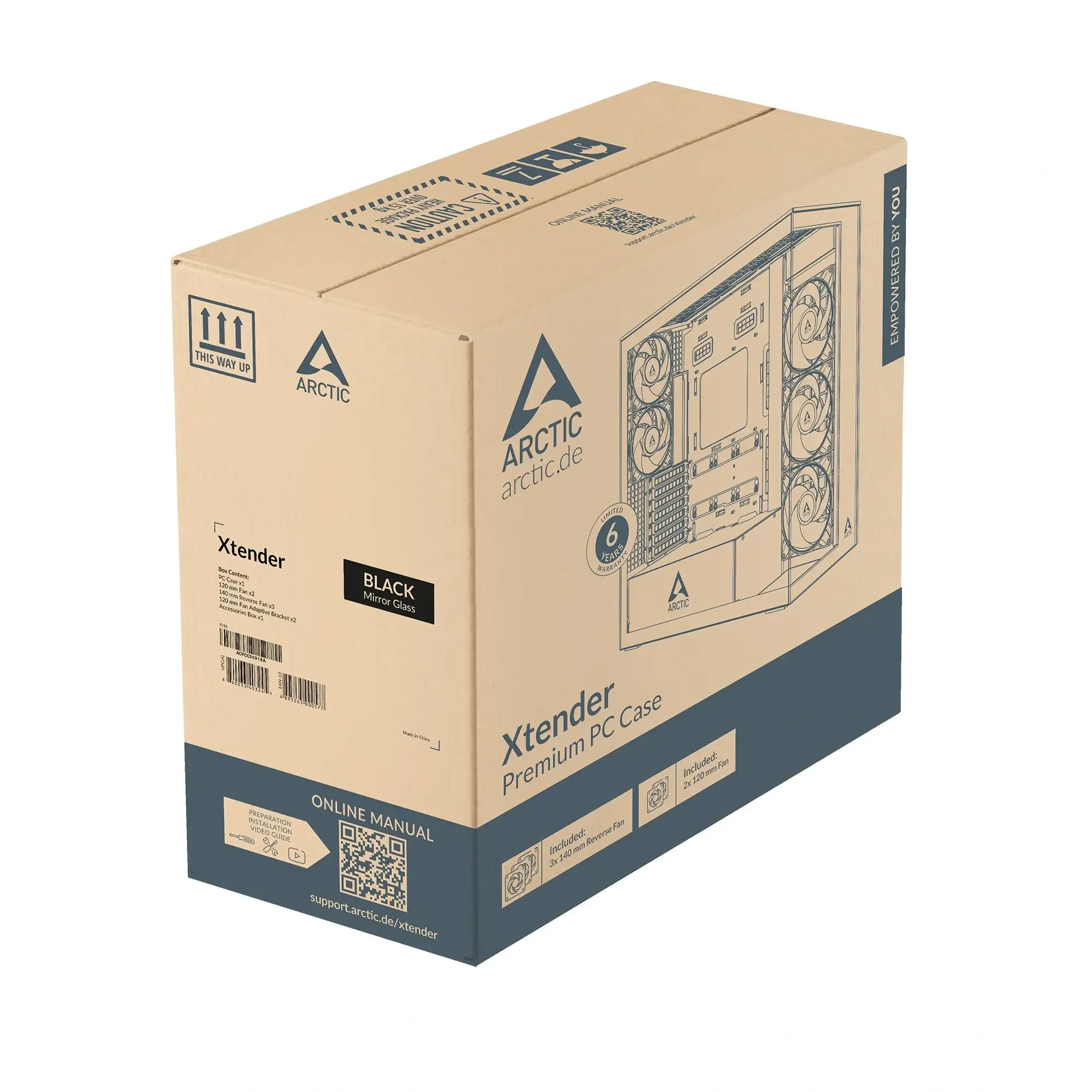 صندوق كمبيوتر ألعاب ARCTIC Xtender VG Black Mirror Glass Premium E-ATX مع تركيب عمودي لكرت الشاشة - Image 6