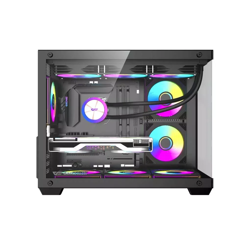 DarkFlash B275 Pro M-ATX PC Case with 6 Infinite Loop ARGB Fans and 650W 80+ Bronze PSU - Black - Thumbnail 4