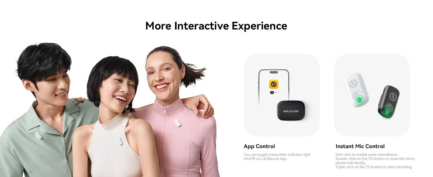 ميكروفون لاسلكي Hollyland Lark A1 Duo مع مستقبل USB-C، 48kHz/24-bit، أسود - Image 17