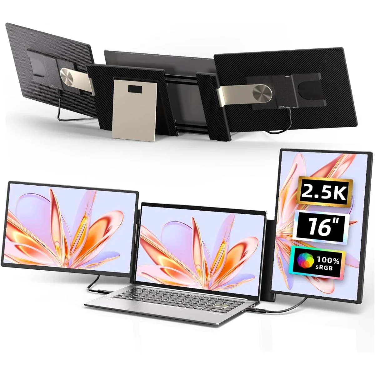 شاشة V2COM S7 Pro موسعة ثلاثية 16 إنش 2.5K QHD IPS