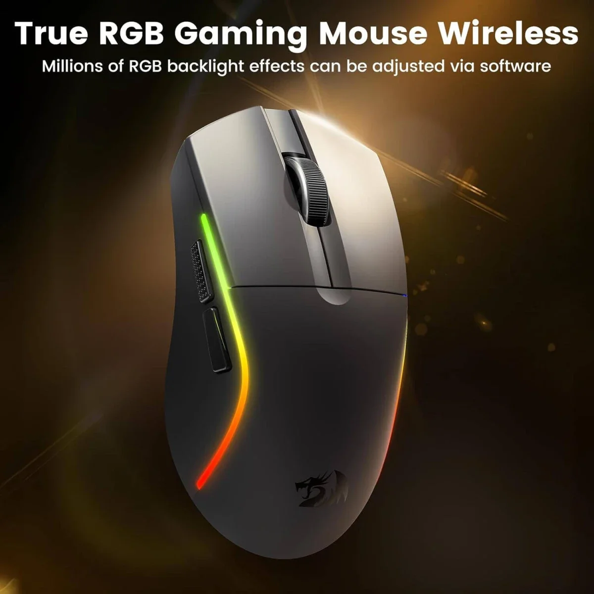 ماوس ألعاب Redragon Deicide M816 Pro لاسلكي ثلاثي الوضع، 26000 DPI، 61g، أسود - Thumbnail 2
