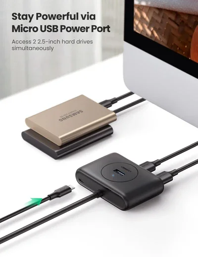 موزع USB 3.0 ‏4 منافذ Ugreen 20291/20290 بسرعة نقل بيانات 5Gbps - Thumbnail 3