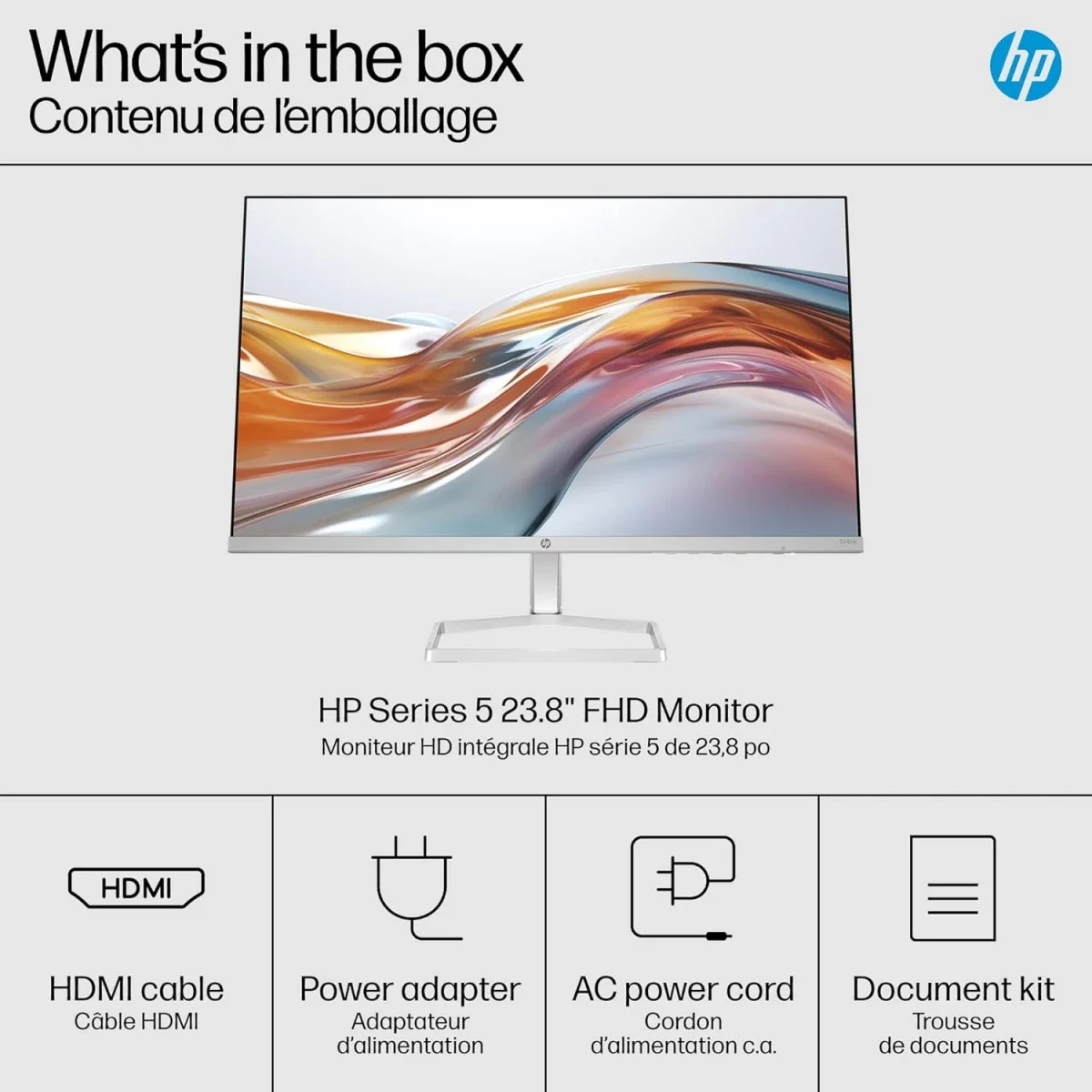 شاشة HP 524sw نحيفة للغاية 24 إنش IPS فل إتش دي 100 هرتز فضية وبيضاء - Image 10
