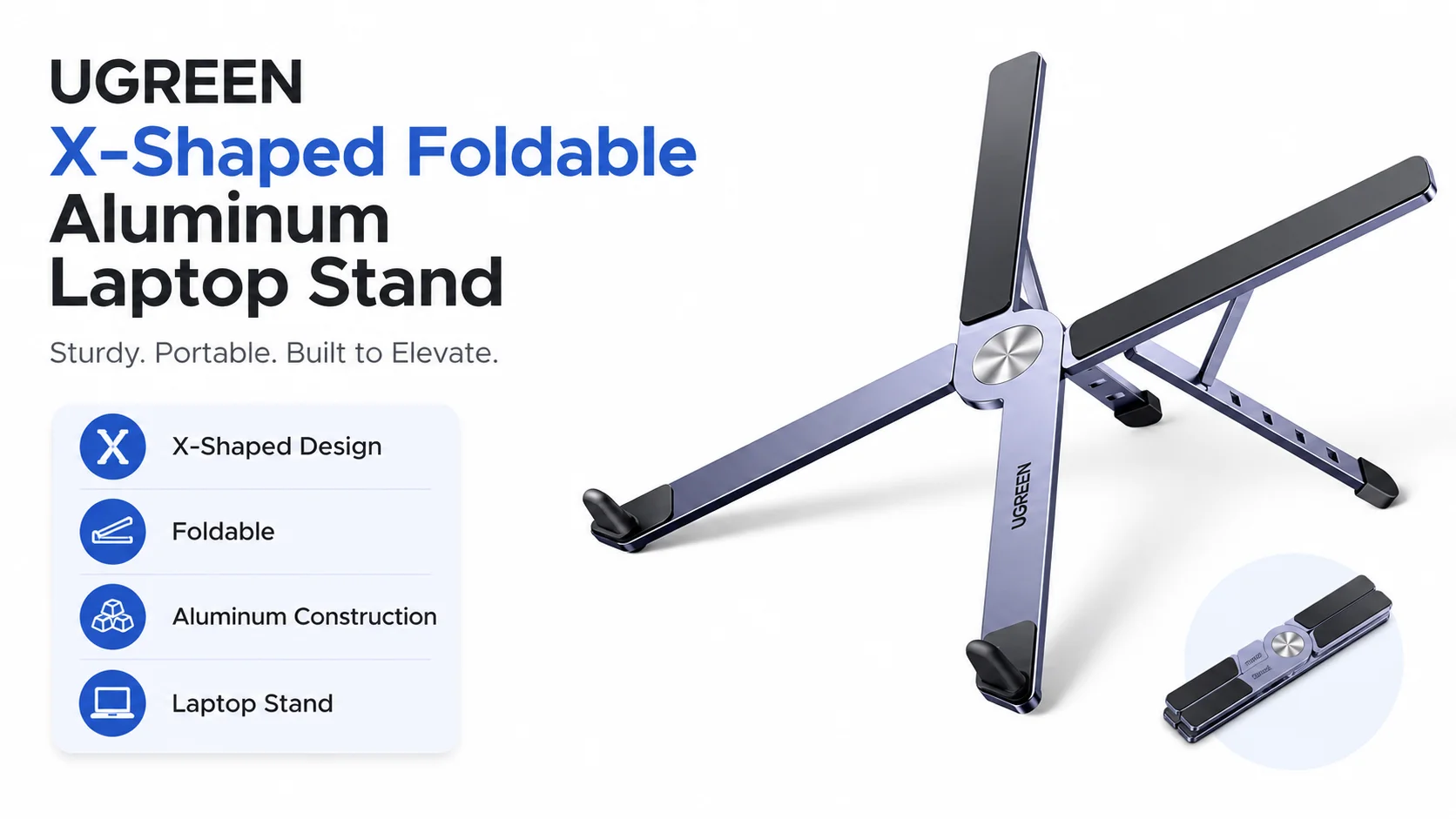 Ugreen 35844 X-Shaped Foldable Aluminum Laptop Stand - Image 6