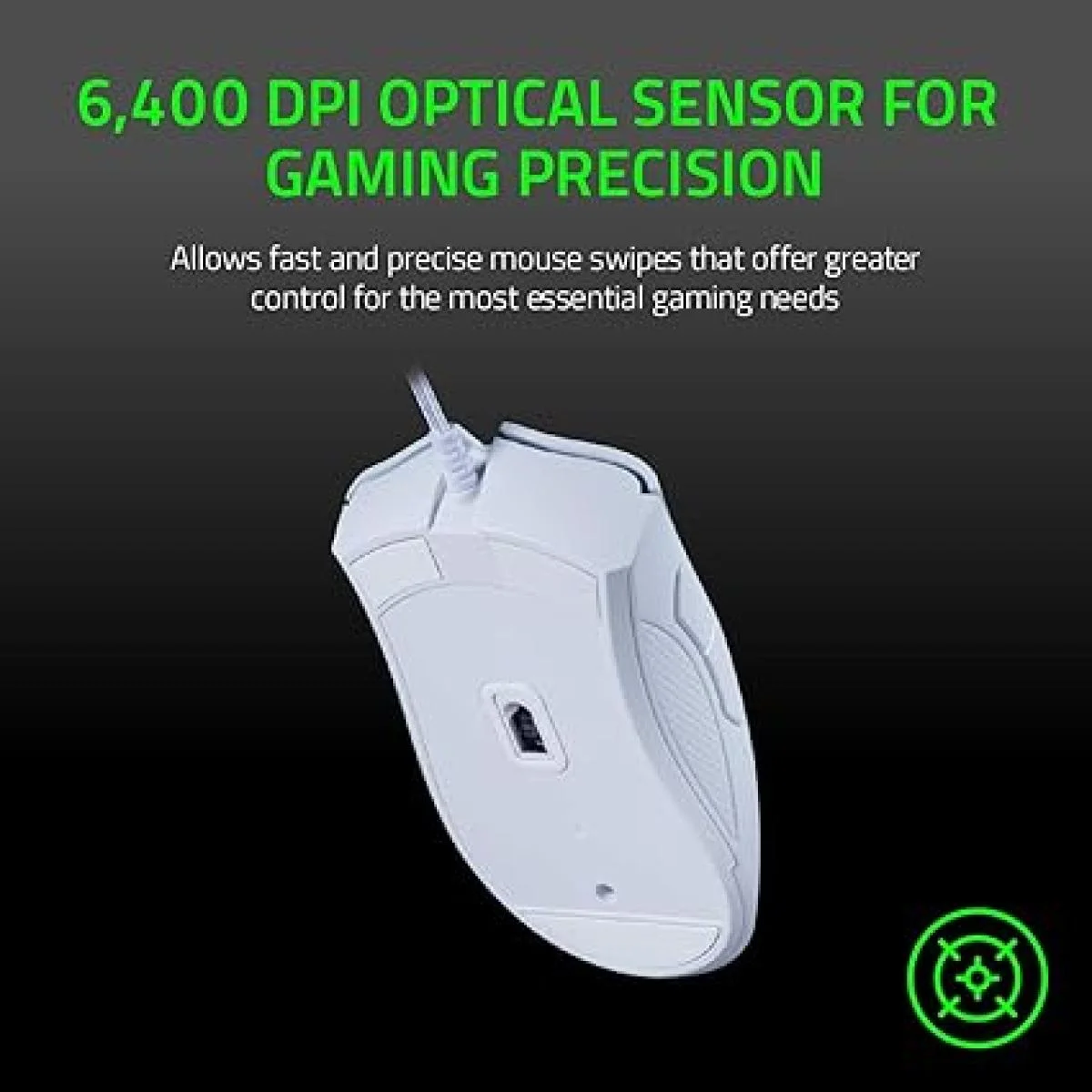 Razer DeathAdder Essential Wired Gaming Mouse, 6400 DPI, White - Thumbnail 3