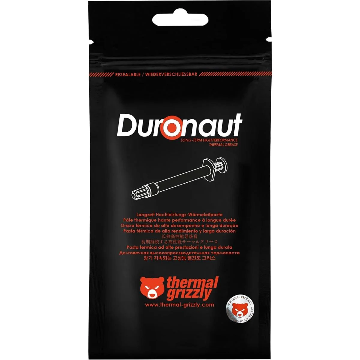 معجون حراري Thermal Grizzly Duronaut عالي الأداء 2 غ 12.5 واط/م·ك