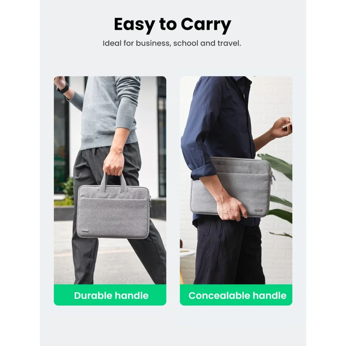 Ugreen LP437 3-Compartment Protective Laptop Briefcase for 15–15.9 Inch Laptops, Gray - Image 6