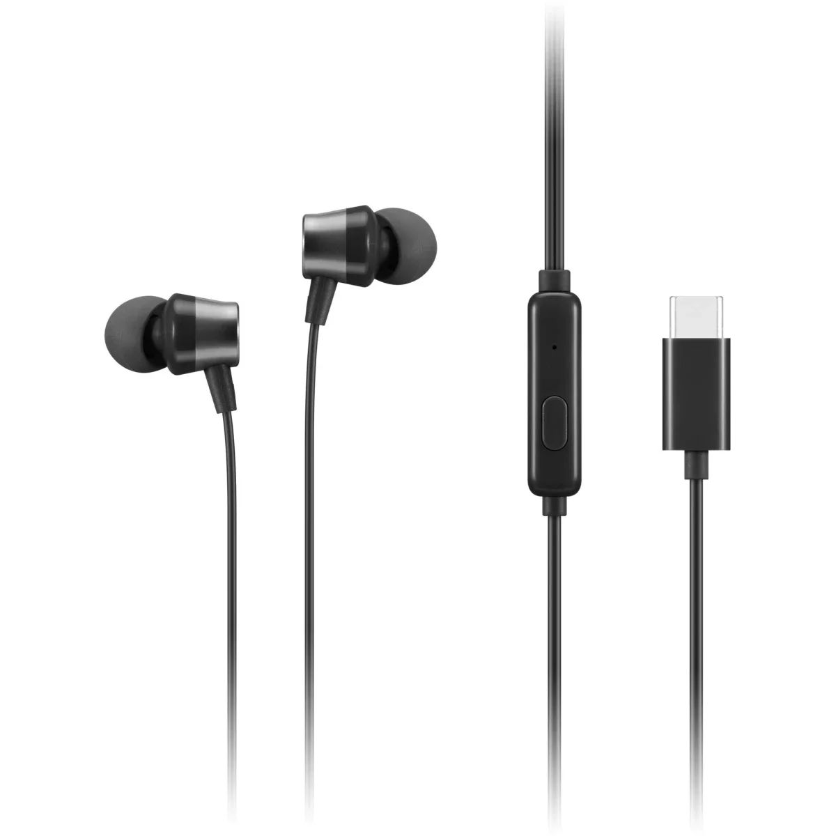 Lenovo USB-C Wired In-Ear Headphones with 9mm Drivers and Microphone - Black - Thumbnail 2