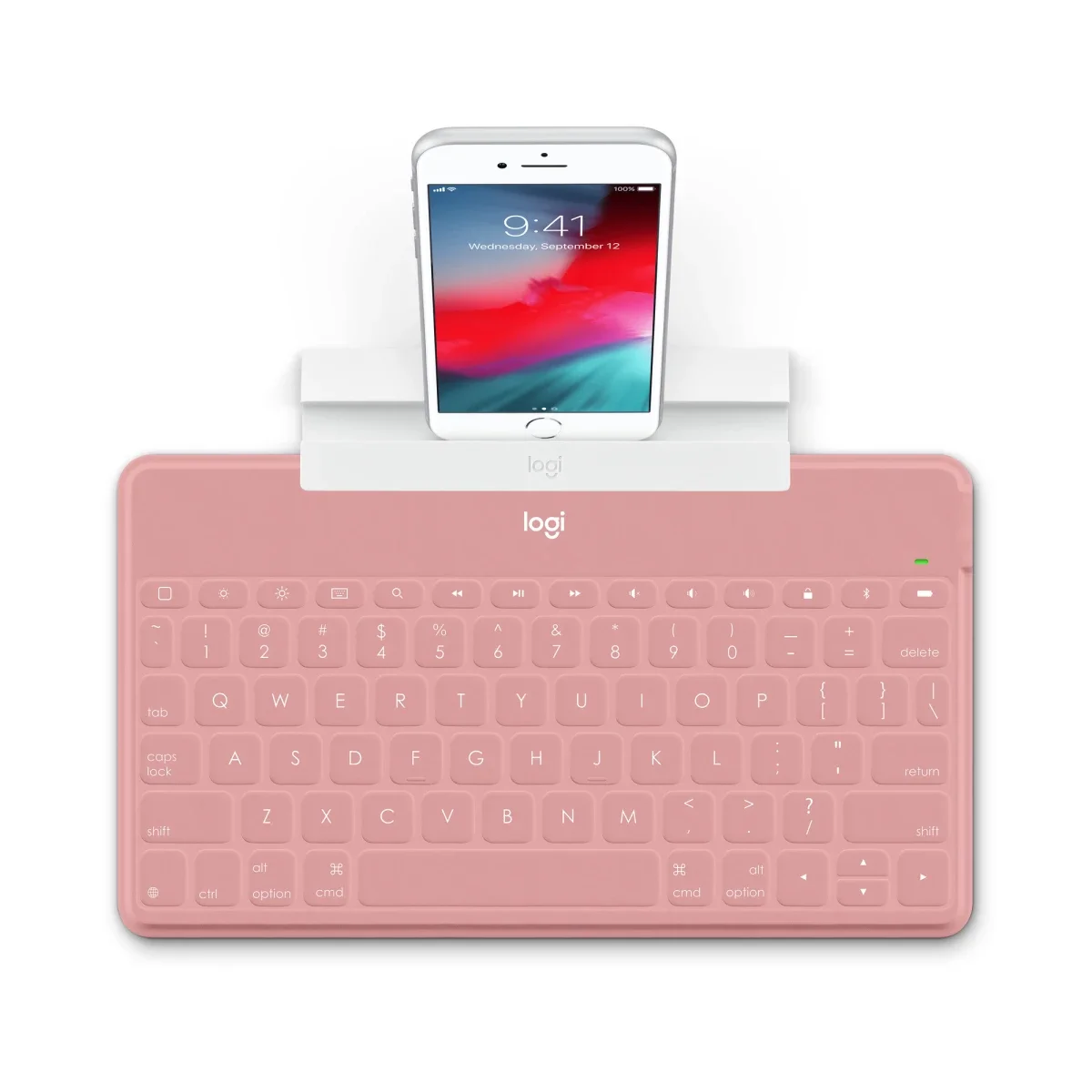 كيبورد Logitech Keys-To-Go فائق الحمل بتقنية Bluetooth لاسلكي لأجهزة Apple - وردي - Thumbnail 3