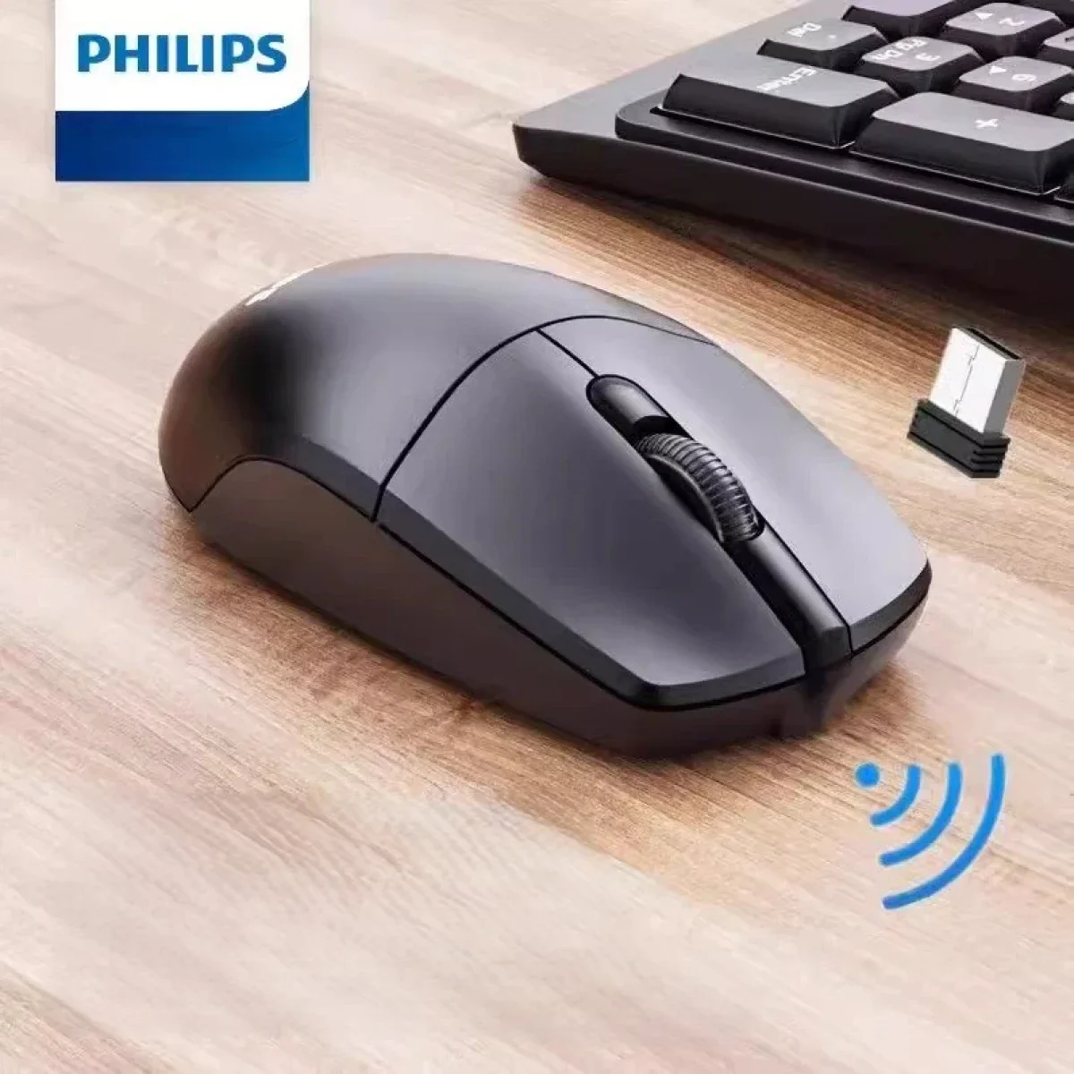 Philips M347 Ergonomic Wireless Mouse with 2.4GHz Connection - Black - Thumbnail 3