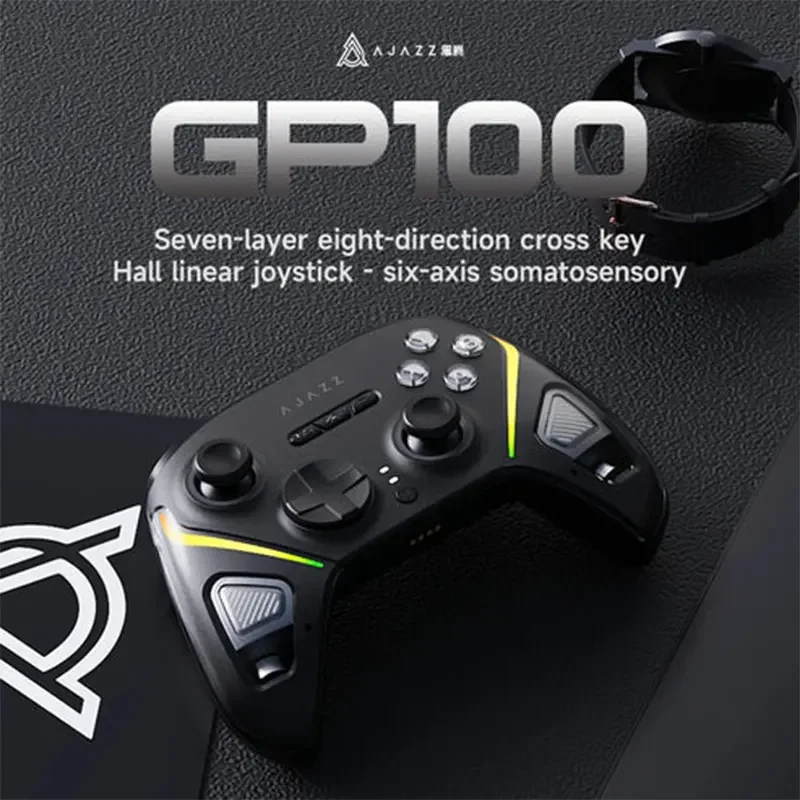 يد تحكم AJAZZ GP100 ميكانيكية هادئة بتقنية Hall Effect، سلكية ولاسلكية وبلوتوث للكمبيوتر وSwitch وAndroid وiOS - Image 2