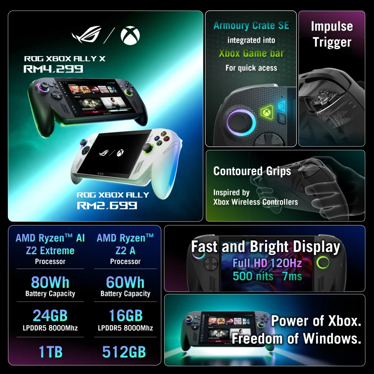 Asus ROG Xbox Ally X RC73XA Gaming Handheld 7-Inch FHD 120Hz Touchscreen AMD Ryzen AI Z2 Extreme 24GB RAM 1TB SSD Black - Image 2