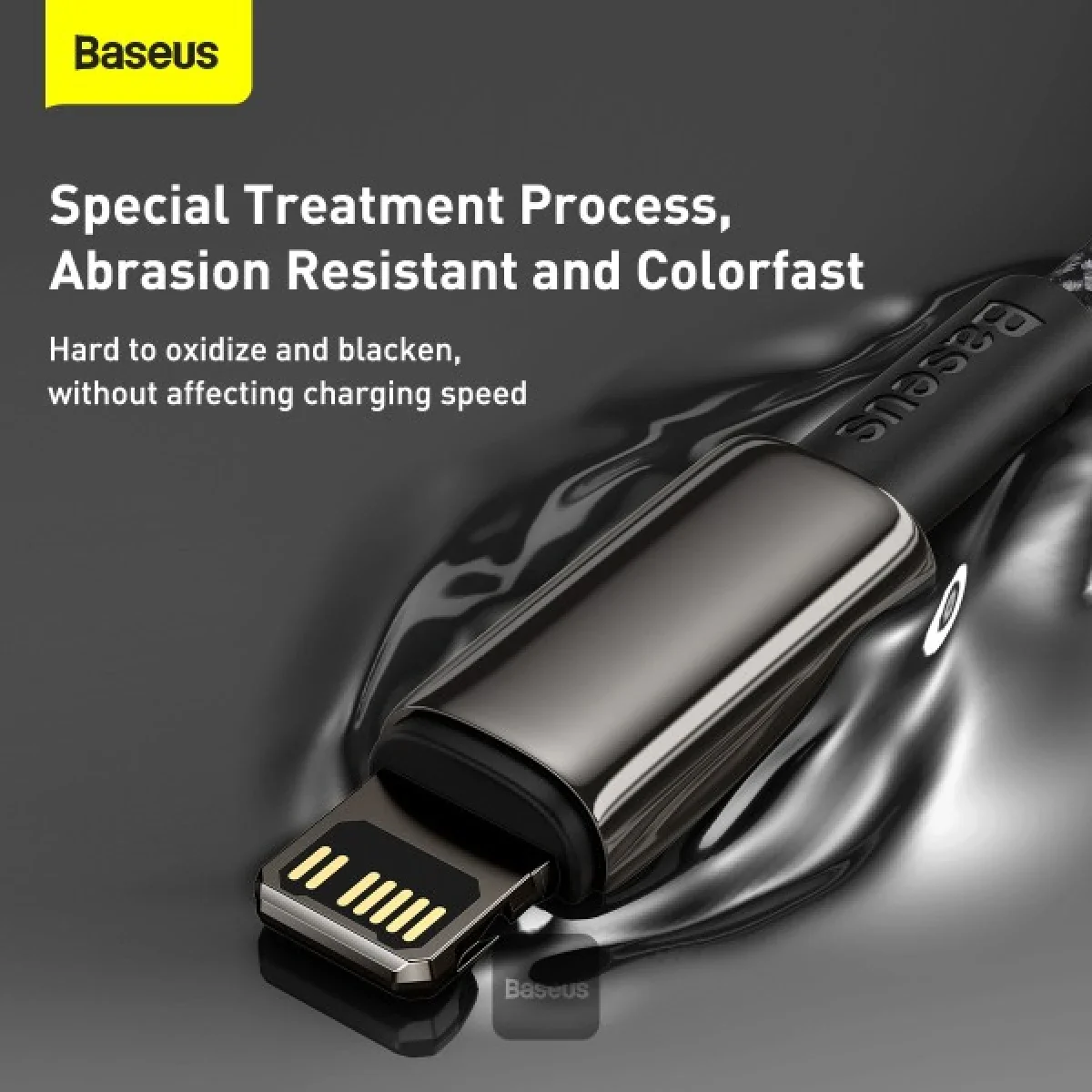 كابل Baseus Tungsten Gold من USB-C إلى Lightning شحن سريع PD 20W بطول 1 متر أسود - Image 5