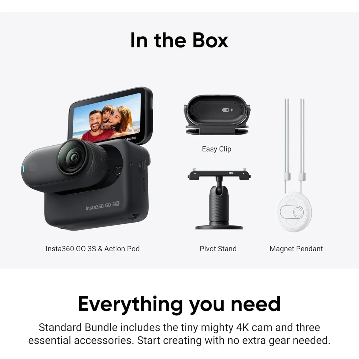 كاميرا أكشن Insta360 GO 3S بدقة 4K وسعة 128GB مع Action Pod، أسود منتصف الليل - Thumbnail 8