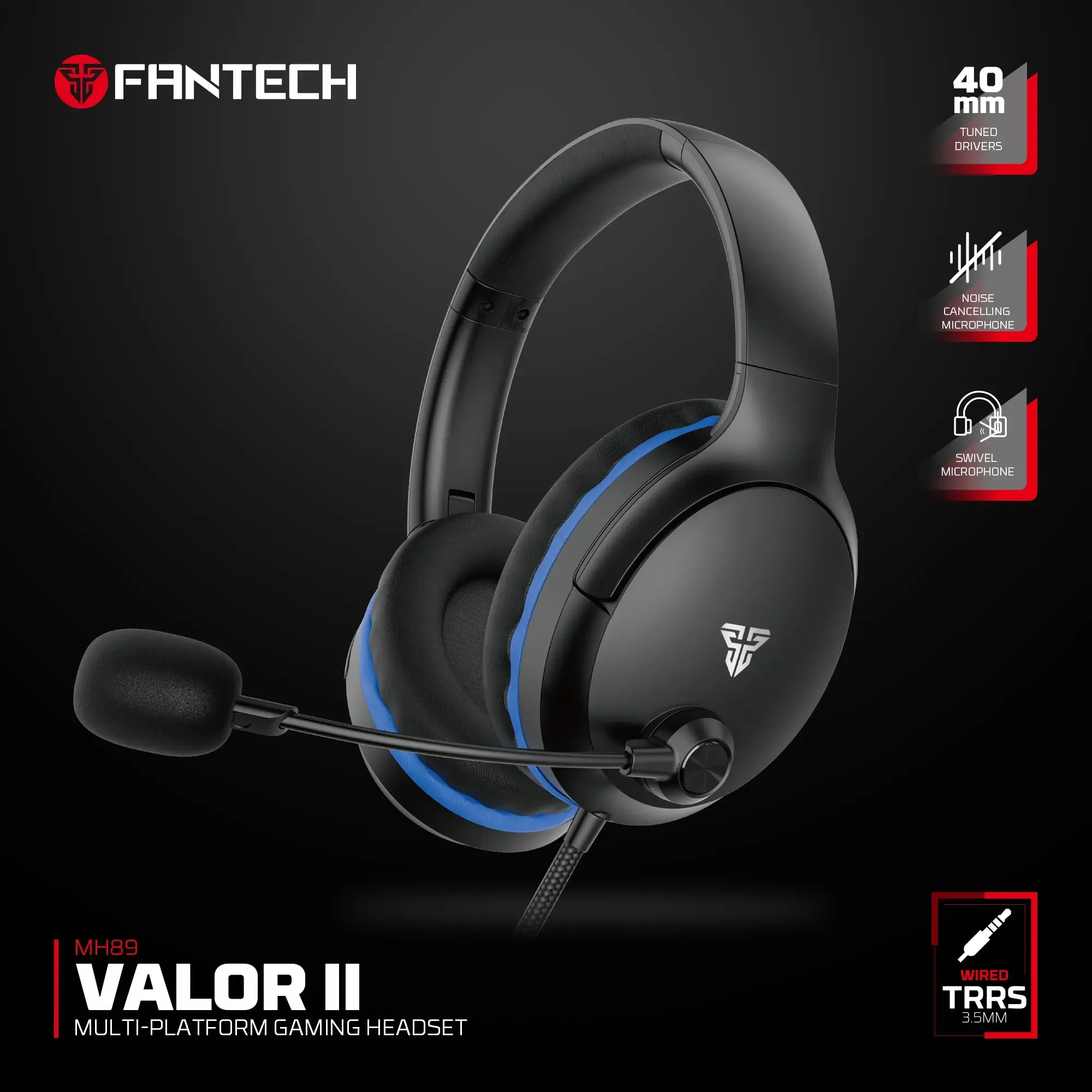 Fantech MH89 VALOR II Multi-Platform Gaming Headset - Black - Thumbnail 3