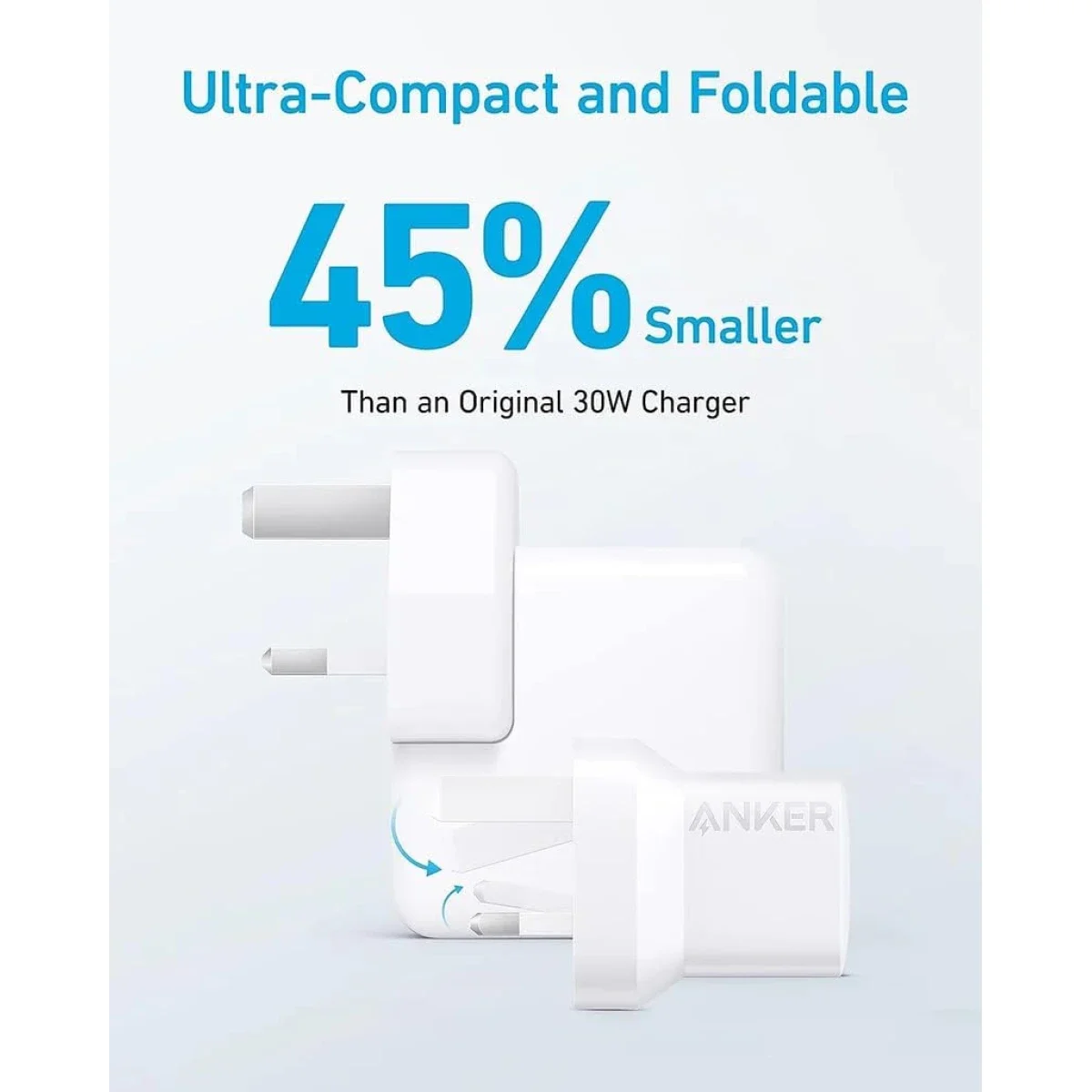 Anker 323 33W Wall Charger with USB-C to USB-C Cable 3ft, White - Thumbnail 3