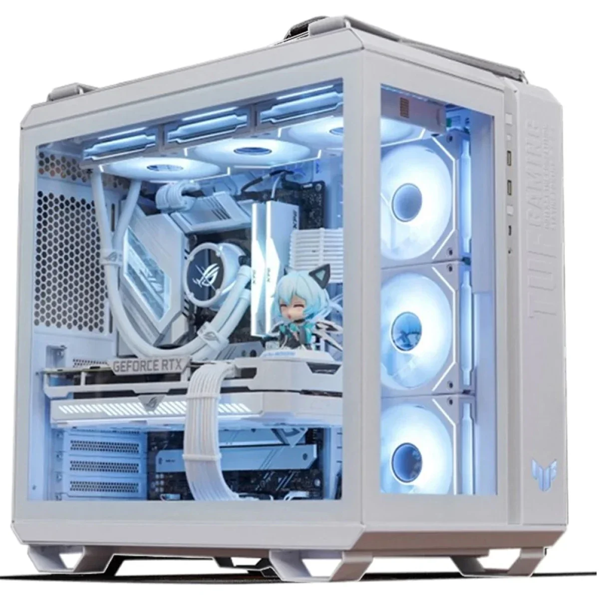 Asus TUF Gaming GT502 Plus ATX Mid-Tower Dual-Chamber PC Case with 4 ARGB Fans - White - Image 1