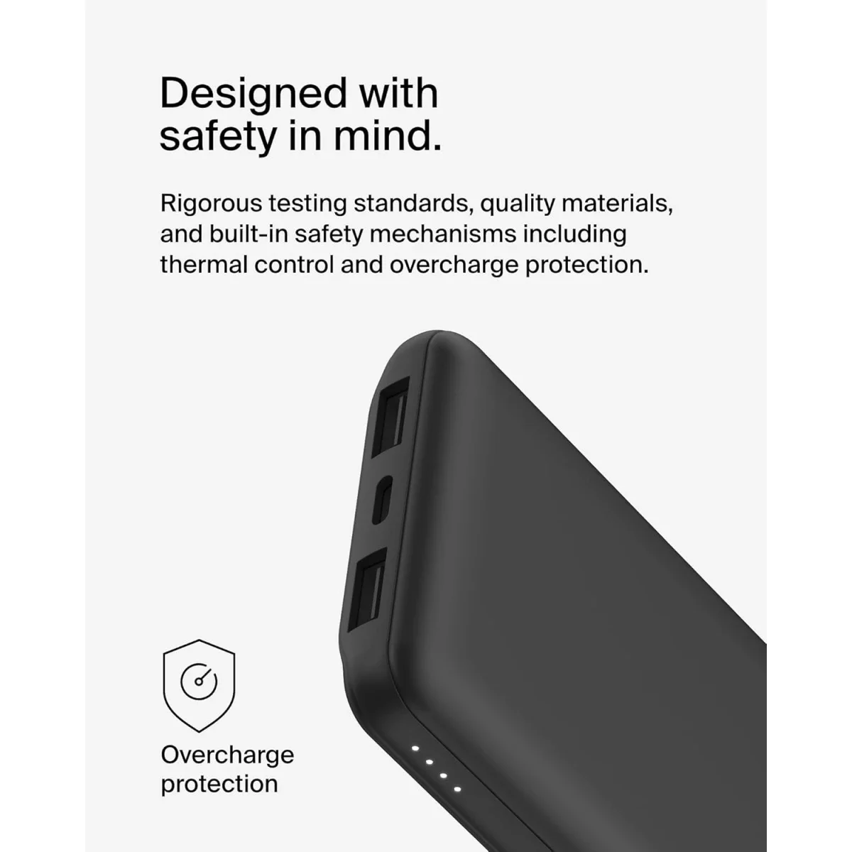 Belkin BoostCharge 10,000mAh USB-C Power Bank with 2 USB-A Ports, 15W - Black - Thumbnail 4